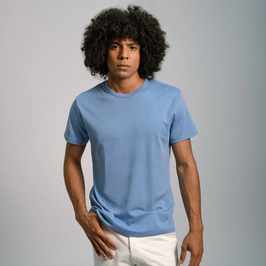 mens finest pima crew neck color sky blue