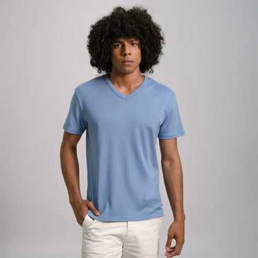 mens finest pima tshirt vneck color sky blue