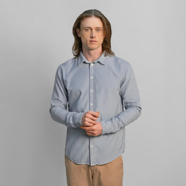 mens low impact dye lightweight oxford button up shirt color skyride