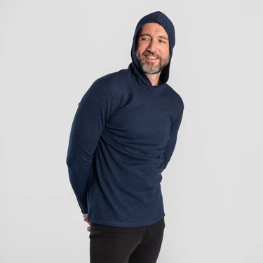 mens low impact dye pullover hoodie lightweight color navy blue