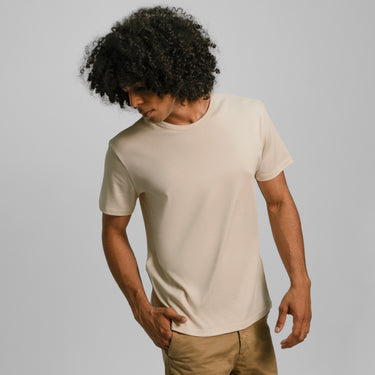 mens all natural crew neck color sand