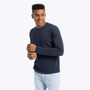 Men's Organic Pima Cotton Long Sleeve Shirt color navy blue