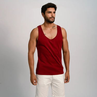Men's Organic Pima Cotton Tank Top color maroon