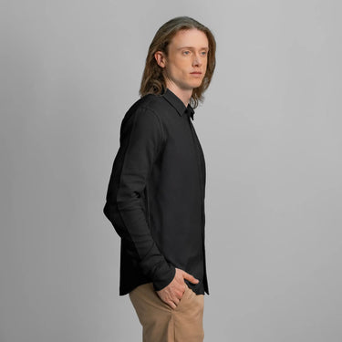 mens organic cotton lightweight oxford button up shirt color black