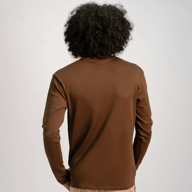 Men's Organic Pima Cotton Long Sleeve Shirt color brown