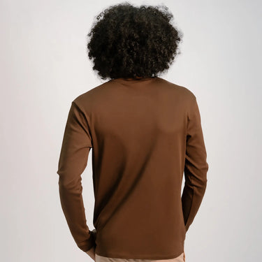 mens organic cotton tshirt long sleeve color brown