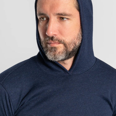 mens single origin pullover hoodie lightweight color navy blue