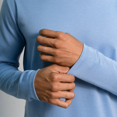 mens single origin tshirt long sleeve color sky blue