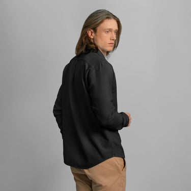 mens smooth pima cotton lightweight oxford button up shirt color black