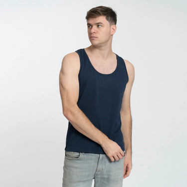 Men's Organic Pima Cotton Tank Top color navy blue