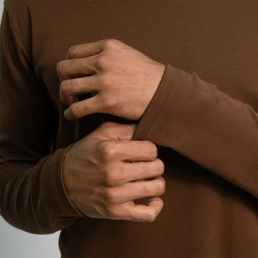 Men's Organic Pima Cotton Long Sleeve Shirt color brown