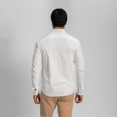 mens sustainable twill buttonup chest pocket shirt color white