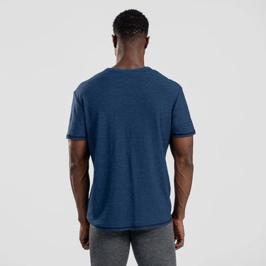mens thermal wool vneck tshirt color natural blue