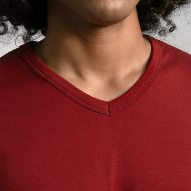 mens ultra soft tshirt vneck color maroon