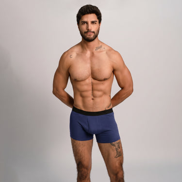 Men's Organic Pima Cotton Boxer Briefs Fly - Deep Cobalt