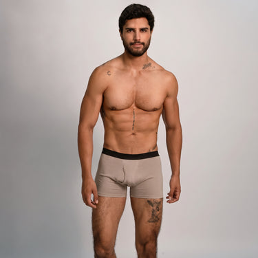 Men's Organic Pima Cotton Boxer Briefs Fly - Sand Brown