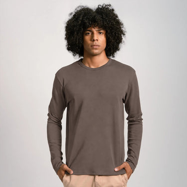Men's Organic Pima Cotton Long Sleeve Shirt - Ash Brown