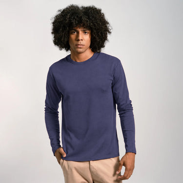Men's Organic Pima Cotton Long Sleeve Shirt - Deep Cobalt