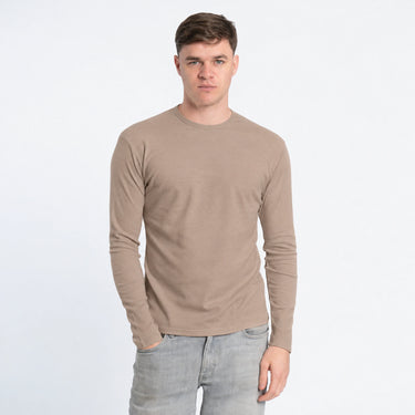 Men's Organic Pima Cotton Long Sleeve Shirt - Sand Brown