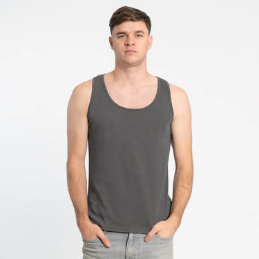 Men's Organic Pima Cotton Tank Top - Faded Dark Gray