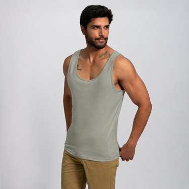Men's Organic Pima Cotton Tank Top - Light Olive
