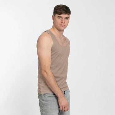 Men's Organic Pima Cotton Tank Top - Sand Brown