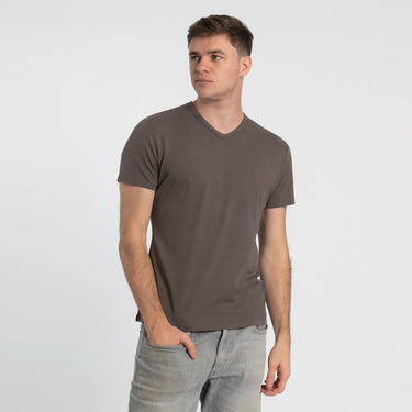 Men's Organic Pima Cotton V-Neck T-Shirt - Ash Brown