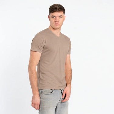 Men's Organic Pima Cotton V-Neck T-Shirt - Sand Brown