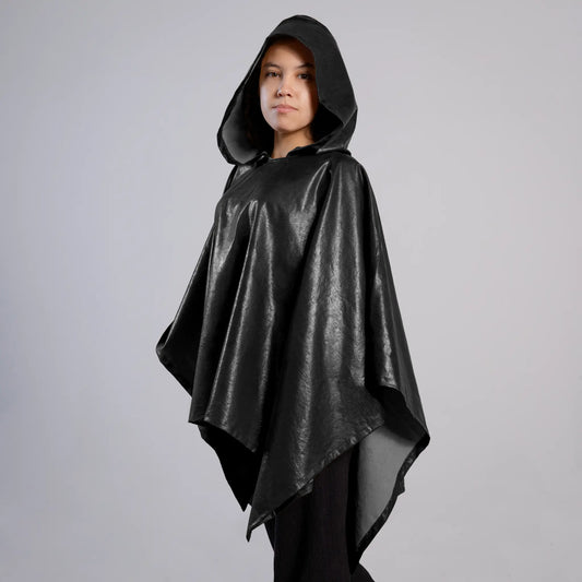 unisex hypoallergenic waterproof hooded rain poncho color black