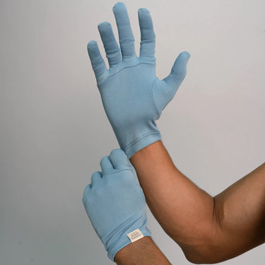 unisex silky soft gloves color natural baby blue
