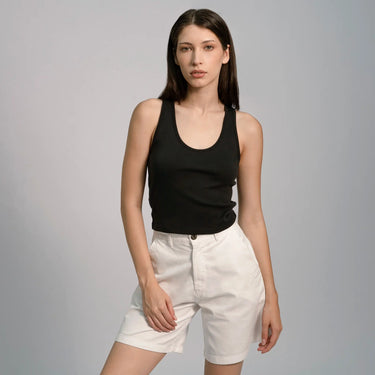 womens 100 cotton short tank color black