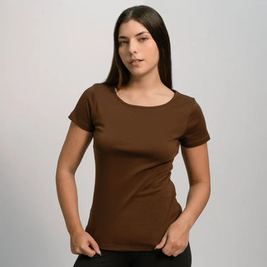 Women's Organic Pima Cotton T-Shirt color brown