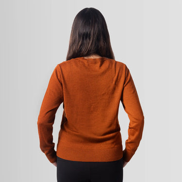 womens alpaca wool natural fiber cardigan color rusty orange