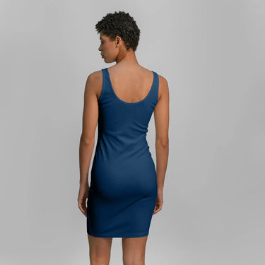 womens biodegradable tank dress color natural blue