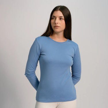 Women's Organic Pima Cotton Long Sleeve Shirt color sky blue