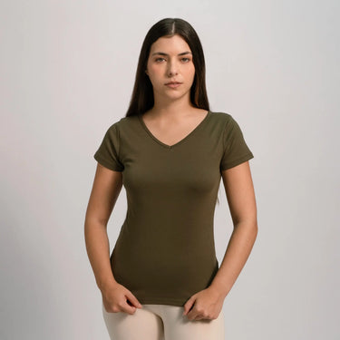 womens biodegradable tshirt vneck color green
