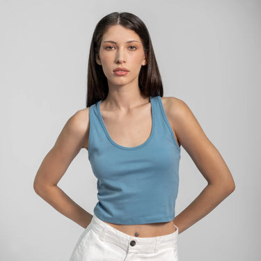 womens chemical free short tank color natural babyblue