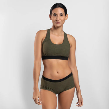 womens chemical free sports bra ultralight color green
