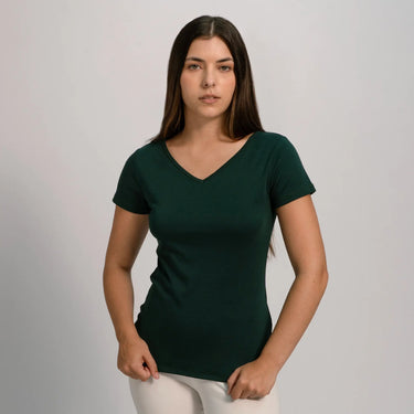 womens chemical free tshirt vneck color dark teal