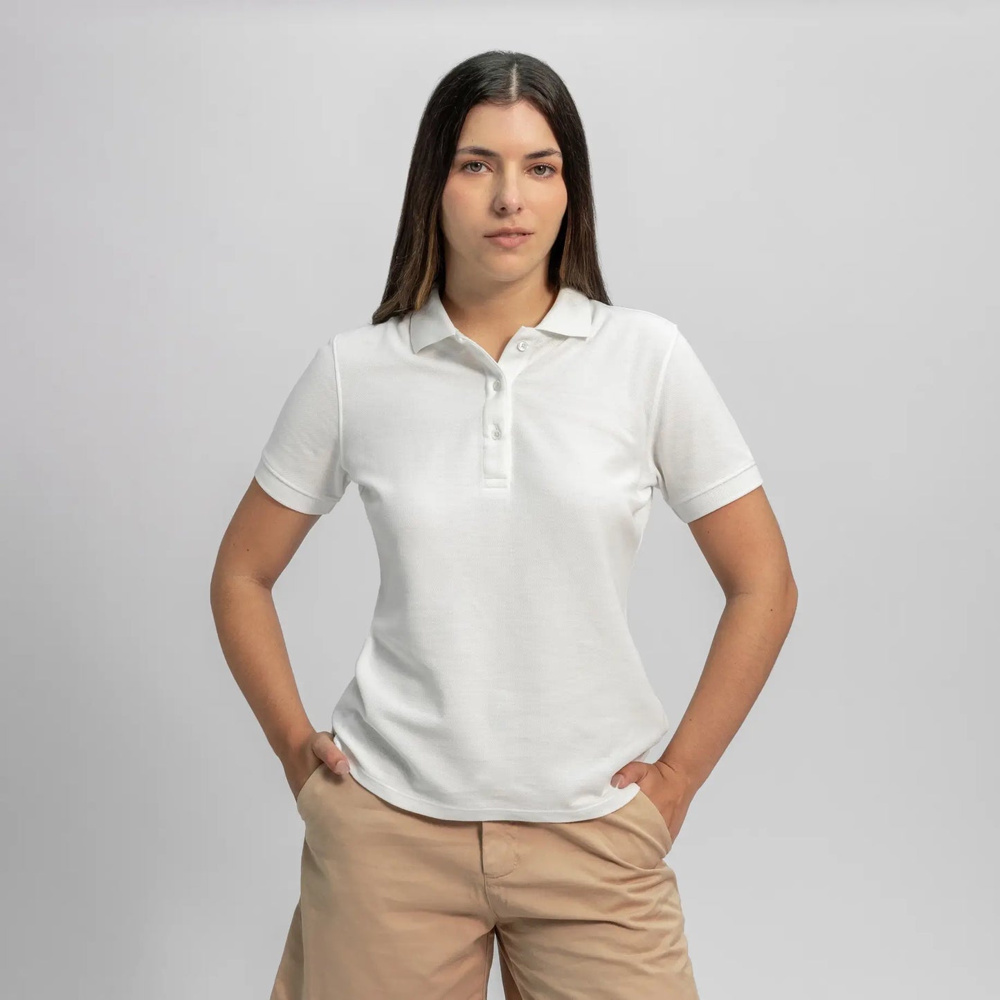 womens comfortable fit lacoste pique polo shirt color white