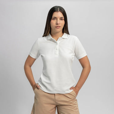 womens comfortable fit lacoste pique polo shirt color white