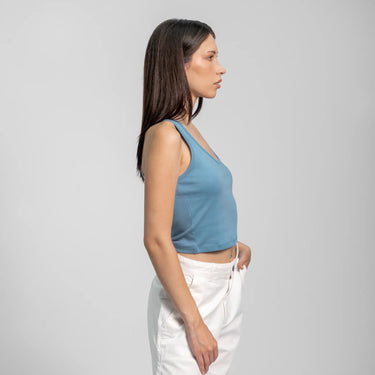 womens comfortable fit short tank color natural babyblue