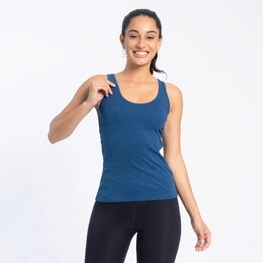Women's Organic Pima Cotton Tank Top color natural blue