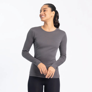 Women's Organic Pima Cotton Long Sleeve Shirt color gray