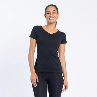 Women's Organic Pima Cotton V-Neck T-Shirt color black