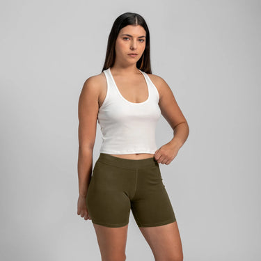 womens conscious biker shorts color green