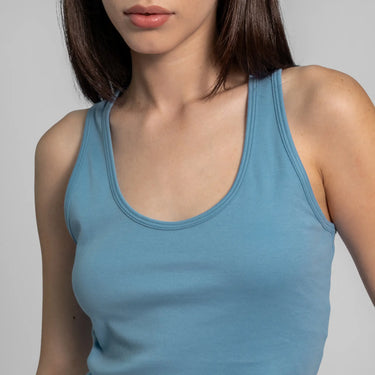 womens conscious short tank color natural babyblue