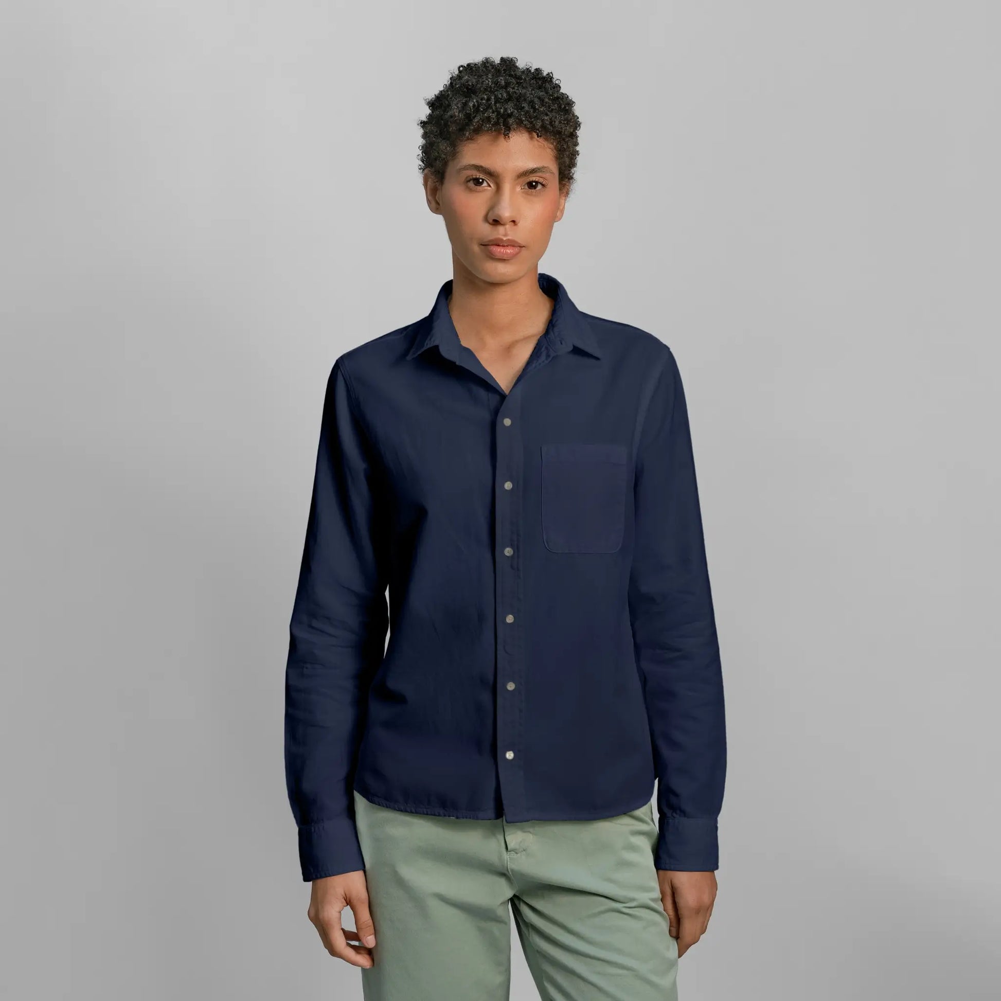 womens eco conscious classic shirt color navy blue