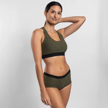 womens eco conscious sports bra ultralight color green