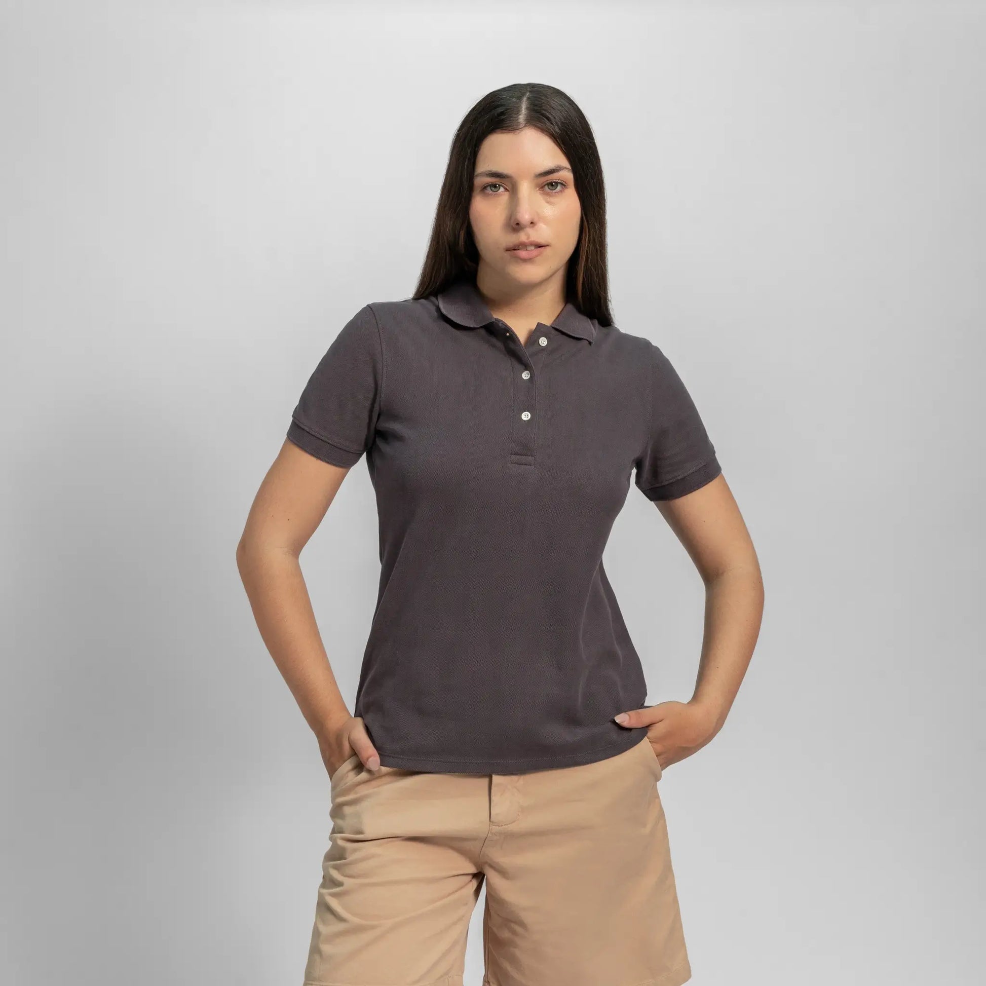 womens eco friendly lacoste pique polo shirt color natural gray